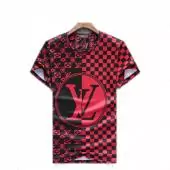 tee shirt louis vuitton monogram cotton hlaf grid monogram red